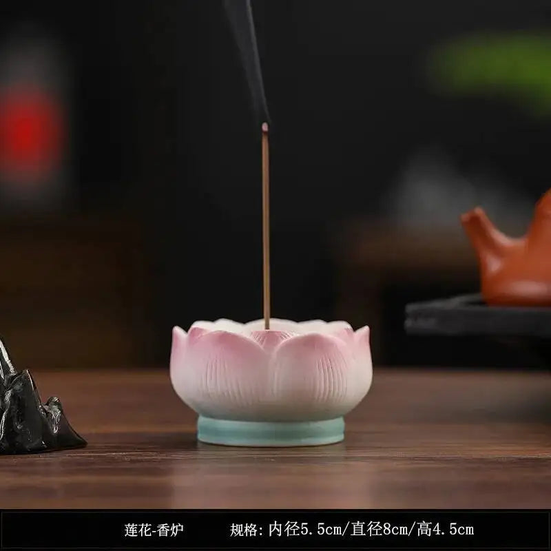 Incense Burner Ceramic Lotus Incense Holder Offering Incense Burner, Aromatherapy Burner Tea Ceremony Oasis Select Lian Incense Holder