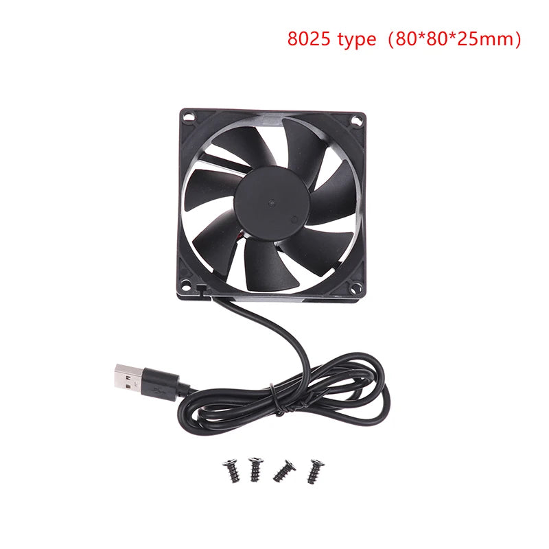 5V Brushless Cooling Fan USB Router Fan Computer Case TV Box Cooling Case 50mm 80mm 90mm 120mm PC DIY Cooler Desktop Fan Oasis Select 8025 type