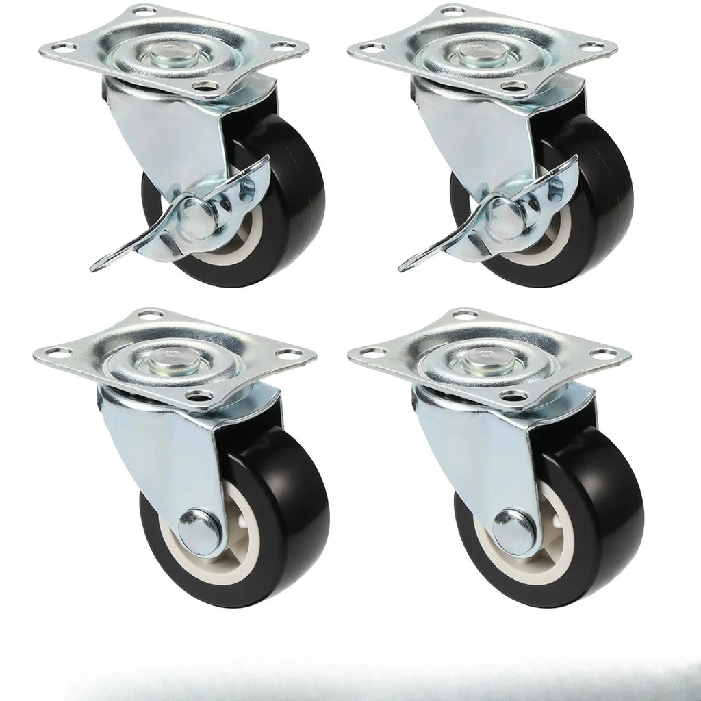Set Of 4 1"/2" PVC Furniture Casters Wear Resistant Mute Universal Heavy Trolley Wheels 360 Degrees Swivel Castor Oasis Select Brake And Swivel 1inch