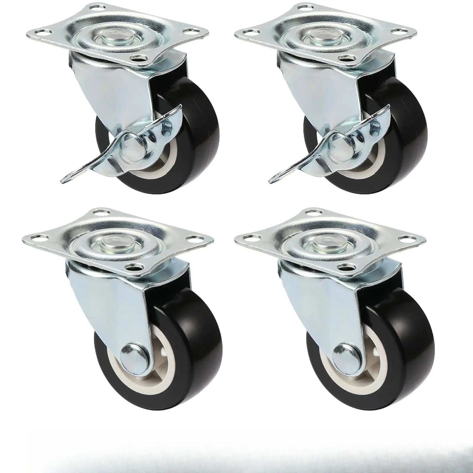 Set Of 4 1"/2" PVC Furniture Casters Wear Resistant Mute Universal Heavy Trolley Wheels 360 Degrees Swivel Castor Oasis Select Brake And Swivel 1inch