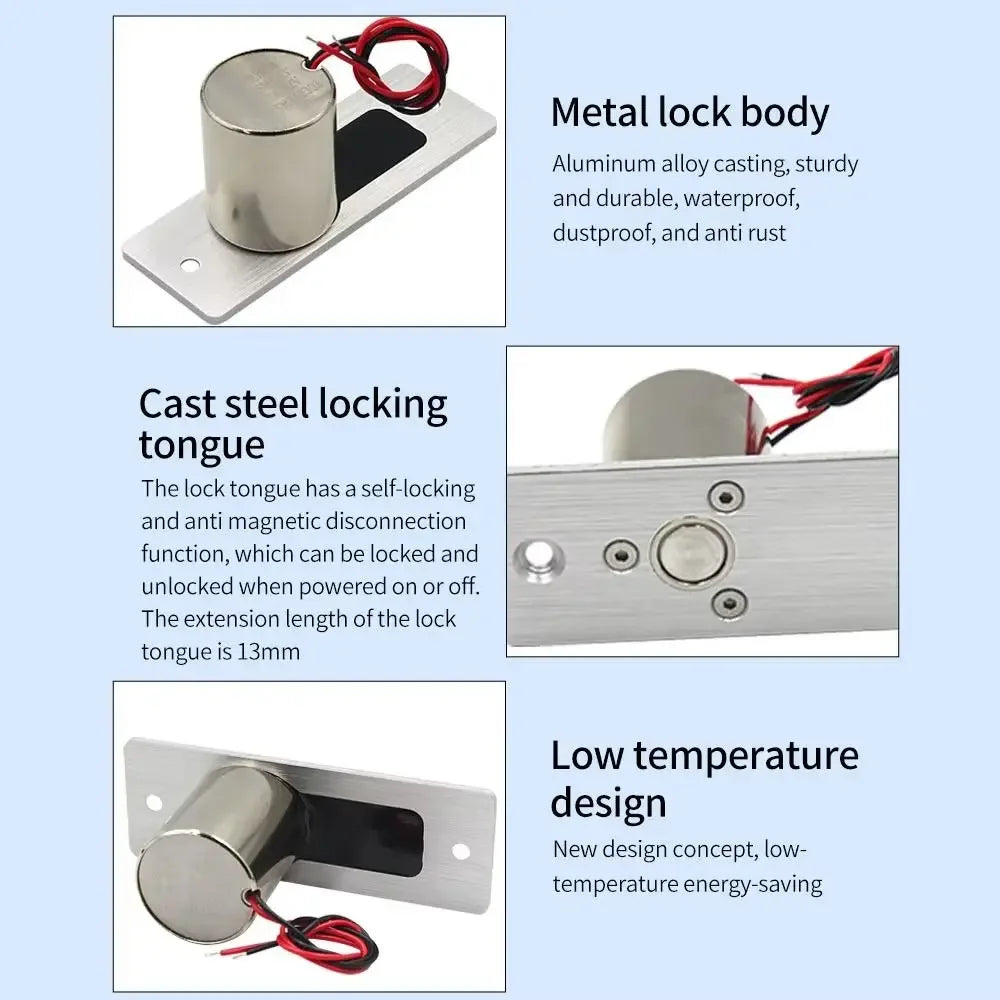 12V Electric Drop Bolt Lock Embed Install Waterproof Mortise Bolt Locks Stainless Steel Normally Closed Magnetic Induction Lock Oasis Select