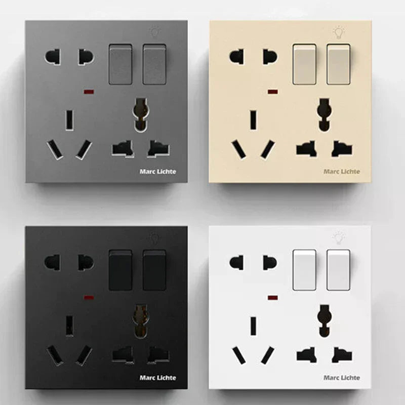 Universal Wall 86 Type Multifunctional Eight-Hole 5pin Power Plug Two Or Three Plugs With 1Gang Switch Control Socket Oasis Select