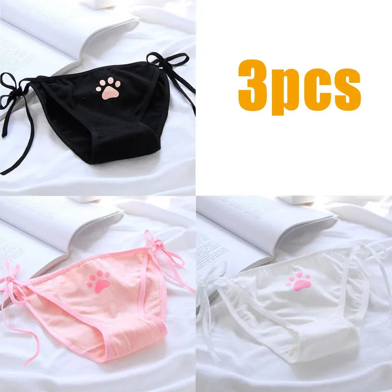 1/3/6pcs Sexy Bandage Lolita Panties Low Waist Lingerie Cute Claw Women's Briefs Low Waist Animation Underwear Oasis Select 3pcs mix 5 One Size As shown