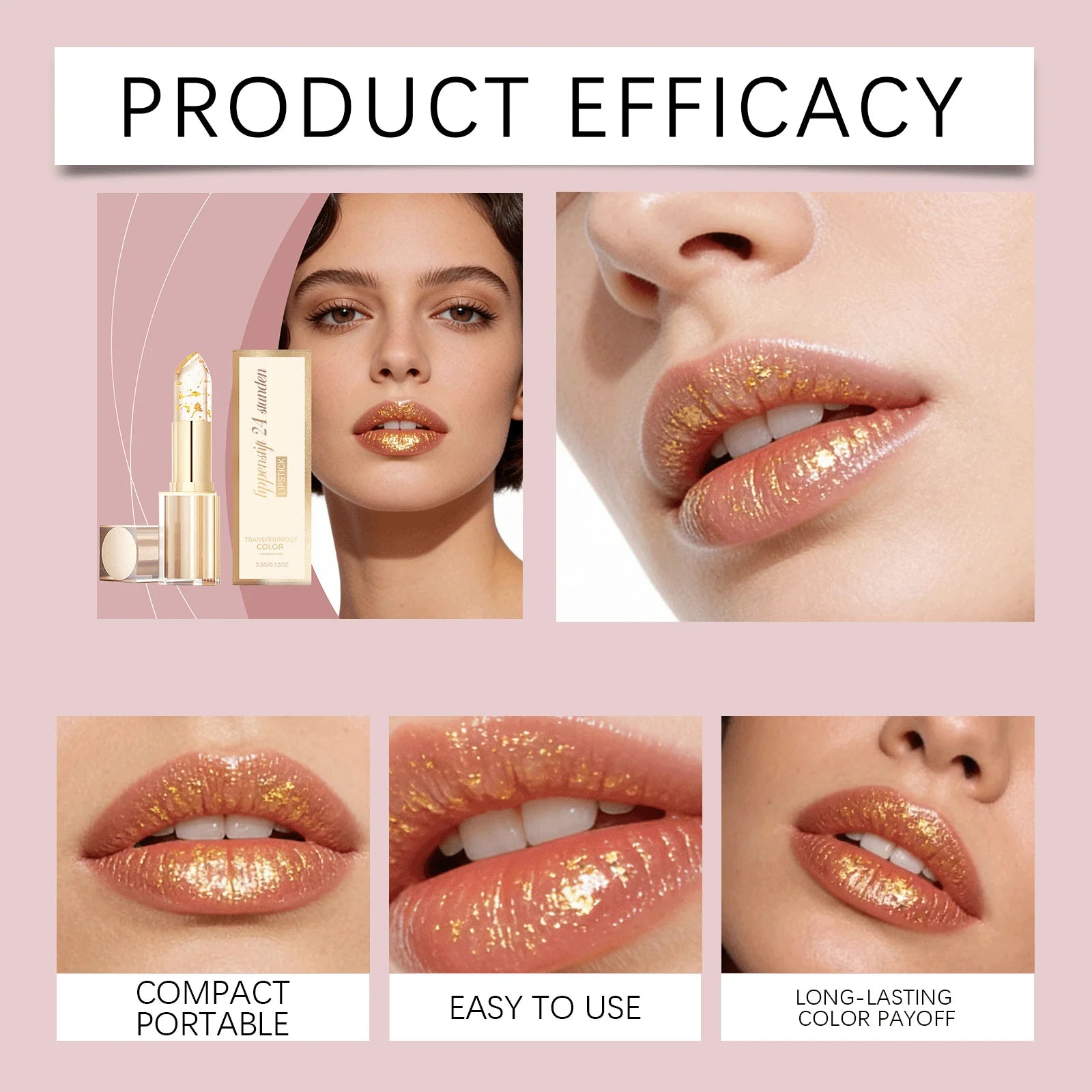 Gold Foil Color-Changing Lipstick | Hyaluronic Acid Lip Balm Color-Changing Lipstick Oasis Select