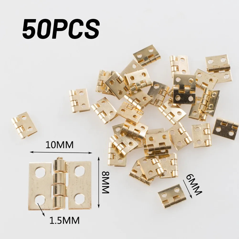 50pcs Mini Brass Hinges for Jewelry Boxes, Cabinets & Crafts Mini Brass Hinges Oasis Select