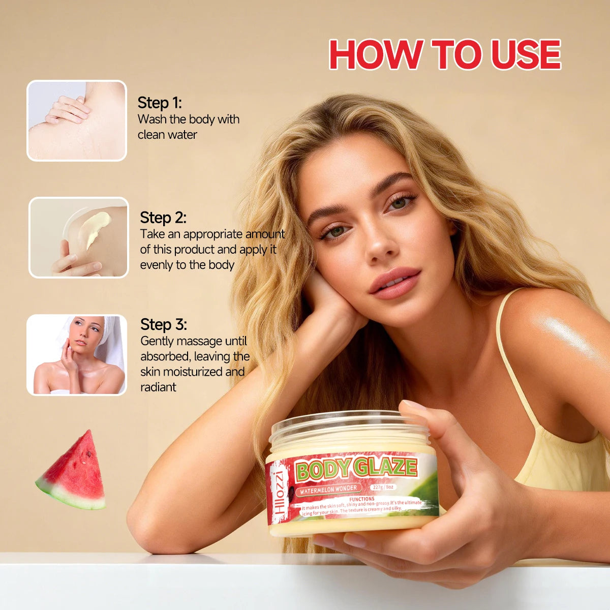 8oz 2oz Body Glaze Watermelon Moisturizes, Protects, and Repairs the Skin brighten and smooth the look of uneven complexion Oasis Select