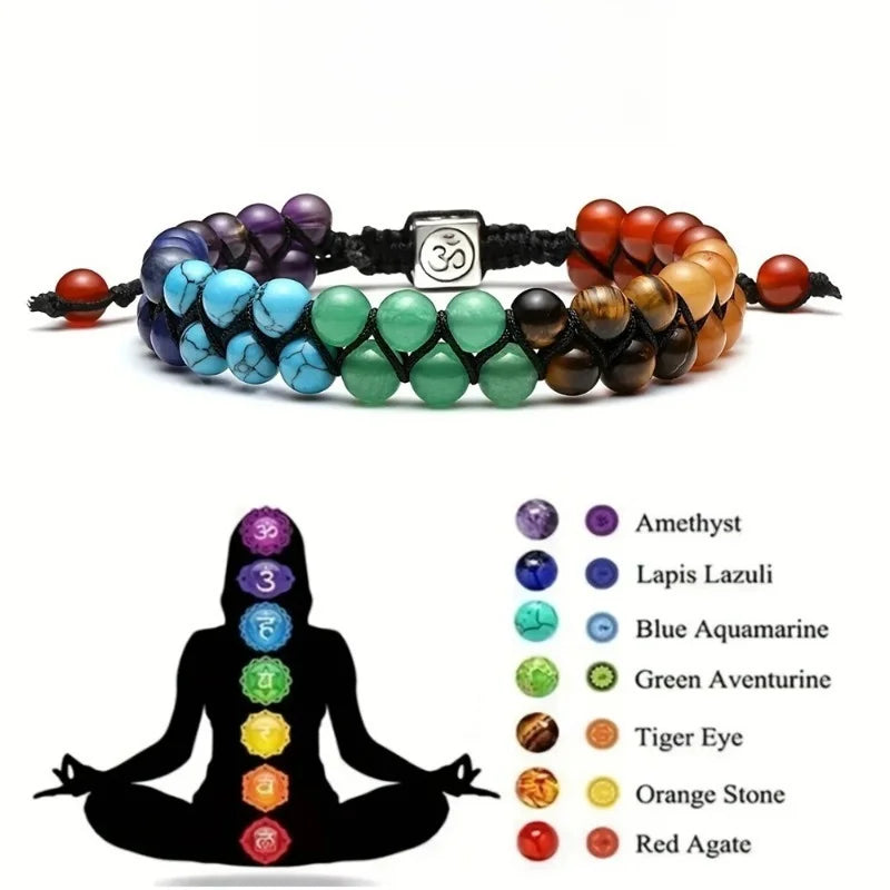 Chakra Treatment Crystal Bracelet Yoga Stone Adjustable Beads Bracelet Meditation Relaxation Anxiety Women's Bracele Oasis Select