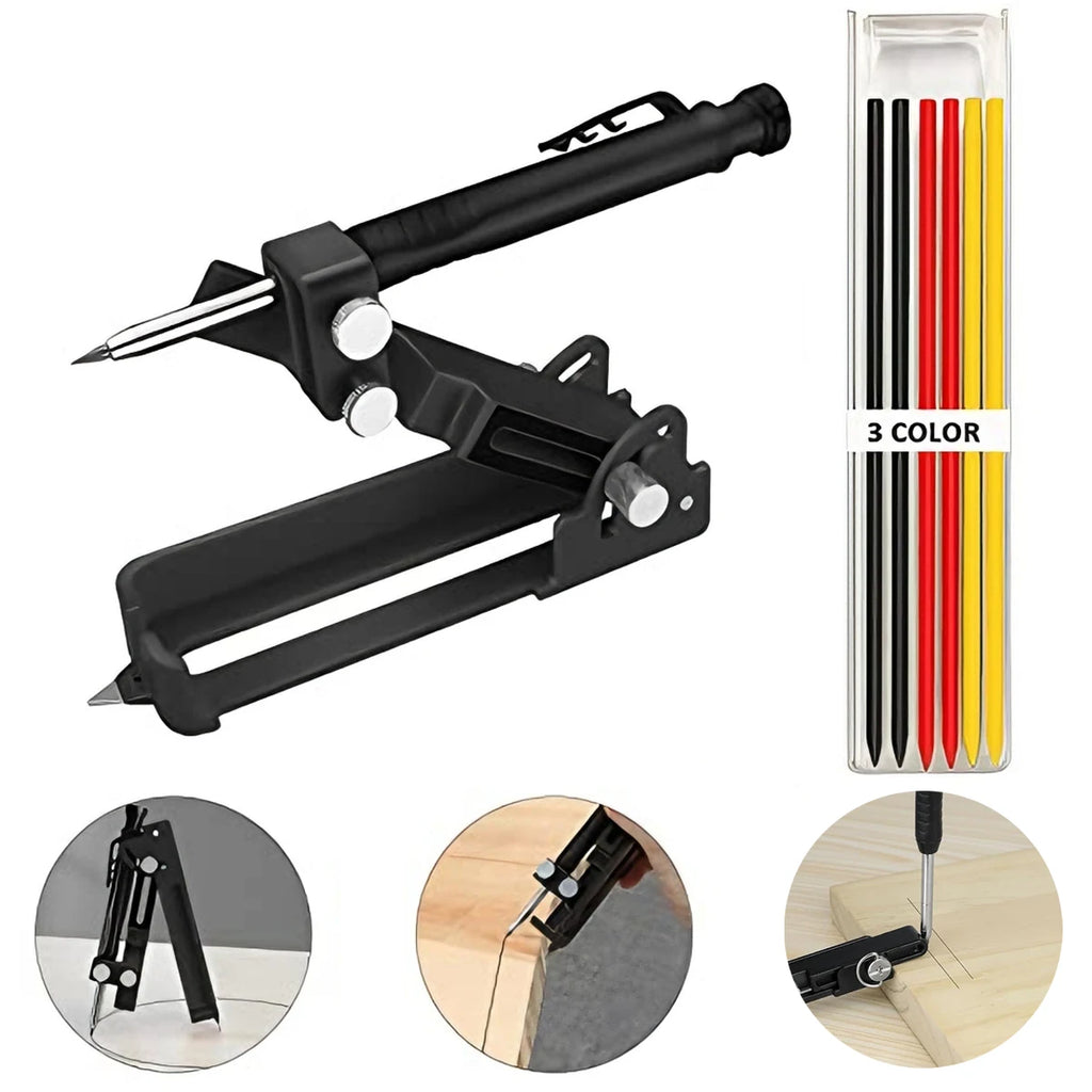 Woodworking Scribing Tool Grease Marker 6 Pencils Adjustable Tile Layout Gauge Precision Line Marking DIY Carpenter Kit Oasis Select