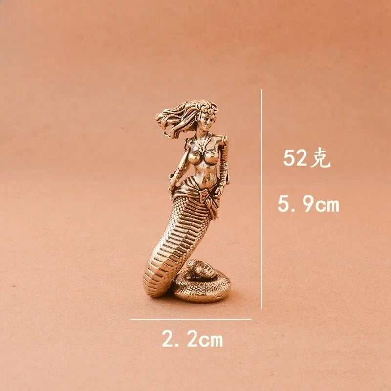 1pcs Brass Medusa Ornaments Ancient Greek Snake Women's Crafts Home Office Desktop Tea Pet Ornament Decoration Oasis Select B