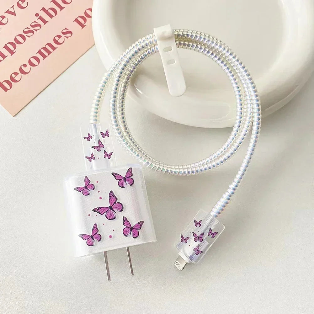Cute Floral iPhone Charger & Cable Cover – TPU Protective Case