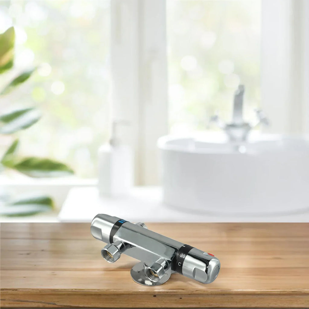 Alloy Chrome Shower Control Valve Bathroom Accessories Shower Mixer Valve For Thermostatic Exposed Bar Tap Top G1/2 Outlet Oasis Select