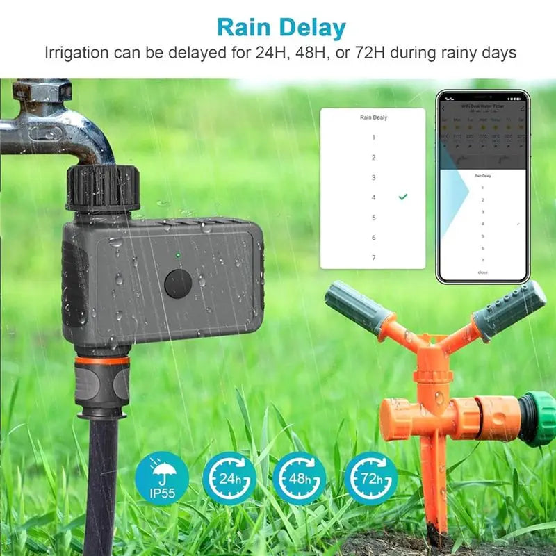 ~WISH Automatic Sprinkle Timer Remote Controlled Garden Watering System Smart Irrigation Hose Control Unit US Plug Oasis Select