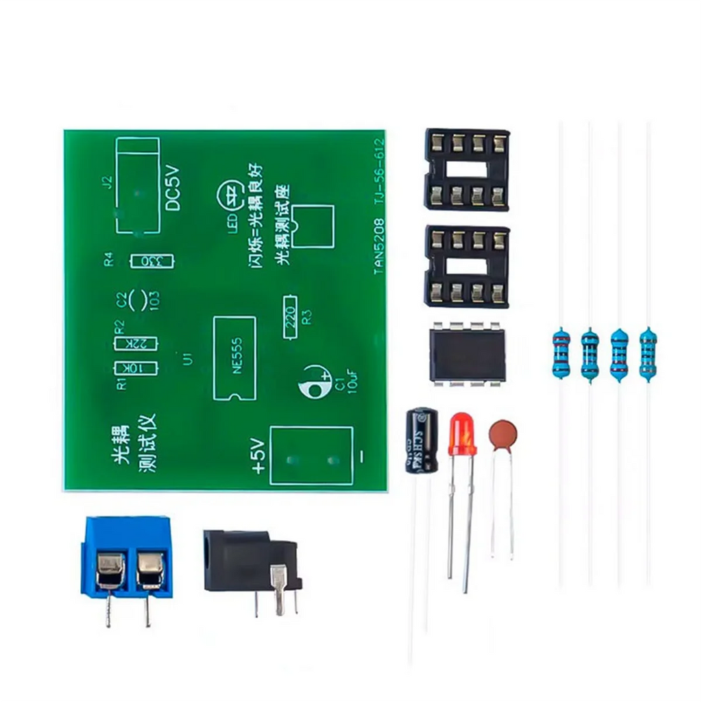 Optocoupler Tester Kit 555 Application Circuit Board Practice Welding DIY Electronic Spare Parts Kit Without DC Cable Oasis Select Default Title