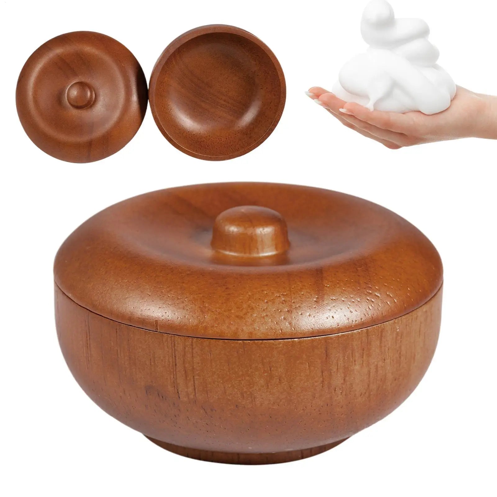 Wooden Shaving Bowl with Lid | Men's Lather Bowl & Soap Holder Shaving Lather Bowl Oasis Select