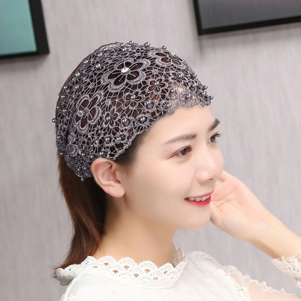 Women's Hollow Floral Rhinestone Pearl Wide Headband | Hair Band Wide Hair Headband Oasis Select