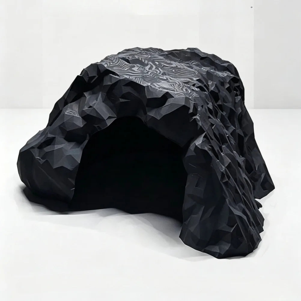 3D Printed Geometric Rock Reptile Hideout Cave Textured Terrarium Shelter For Lizard Snake Spider Bearded Dragon Habitat Decor Oasis Select