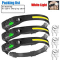 USB Rechargeable LED COB Sensor Headlamp White Light Head Torch Work Lamp Outdoor Waterproof Camping Fishing Lantern Headlight Oasis Select 3PCS