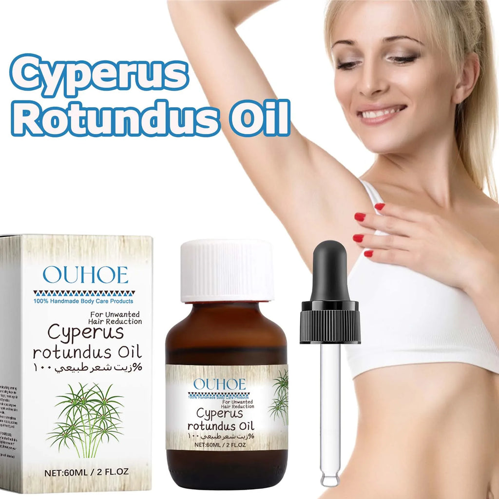 Pure Cyperus Rotundus Oil for Hair Removal Reducing Armpit Legs Arms Body Hair Inhibitor Smooth Body Skin Hair Removal Oil Oasis Select