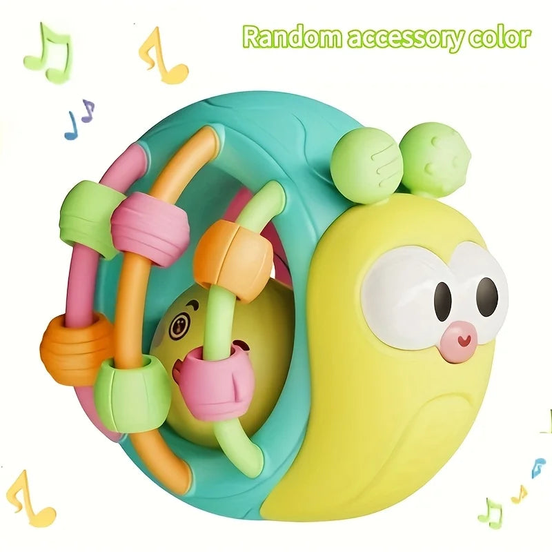 Hand-Held Baby Rattle Puzzle Early Education Snail Rattle Plastic Ball Color Festival Can Send Birthday Christmas Gifts Oasis Select yellow
