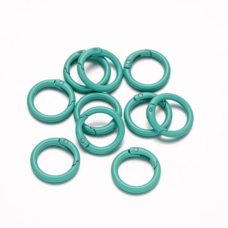 5pcs 20/25/28/33mm Metal O Ring Spring Clasps Round Carabiner Keychain Bag Clips Hook Buckles Connector For DIY Jewelry Making Oasis Select Mint Green Outer Size 25mm