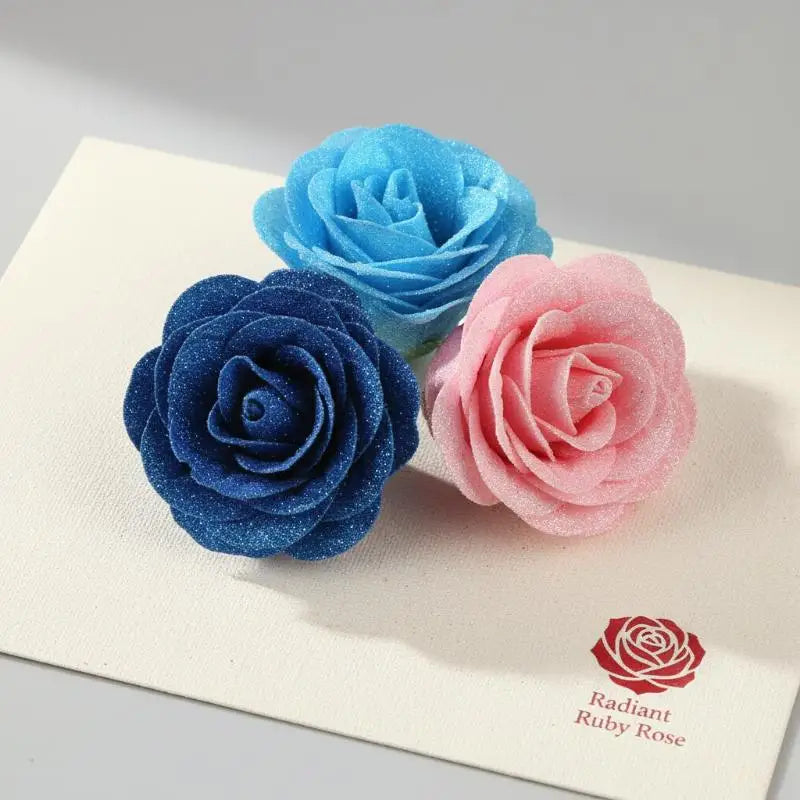 10Pcs Fairy Simulation Crystal Rose DIY Fake Flower Heads Valentine's Day Sparkling Rose Family Atmosphere Decoration Oasis Select