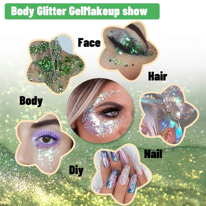 6-Pack Glitter Stick Set – Waterproof Sequin Gel Face & Body Glitter Makeup Sticks Oasis Select