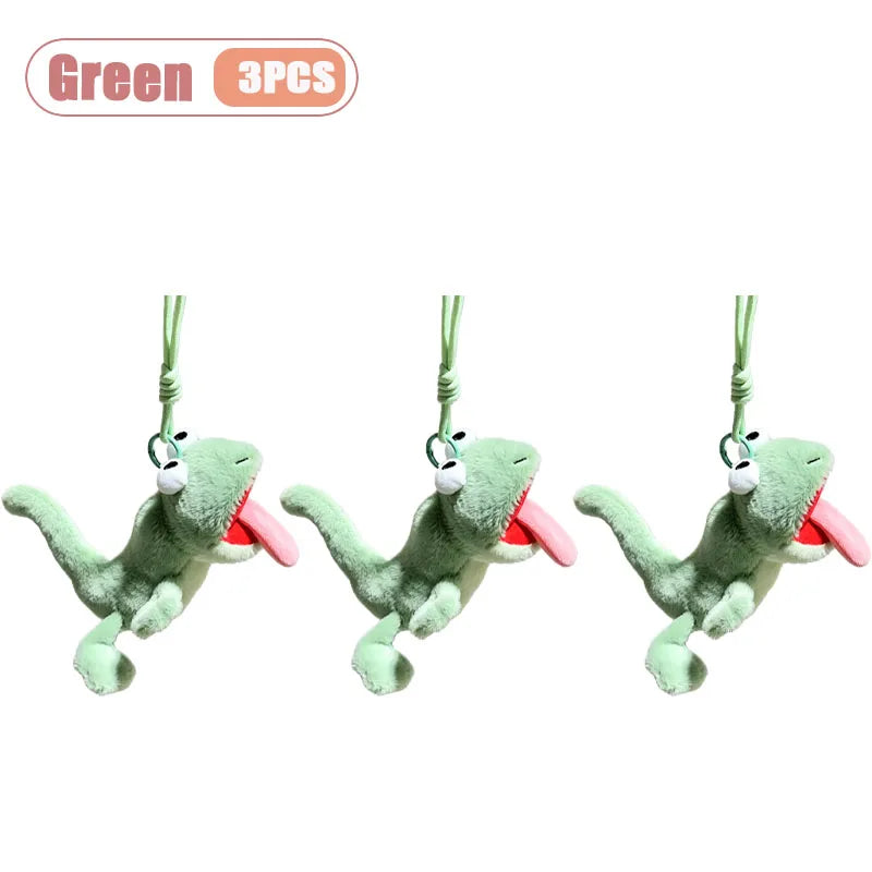 1-20PCS Funny Tongue Out Lizard Plush Keychain Ugly Cute Squeeze Stress Relief Toy for Purse Backpack Decoration Gift for Friend Oasis Select Green-3PCS