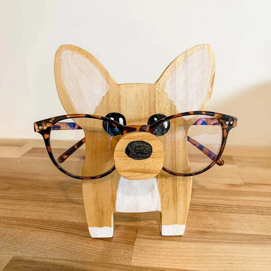 Corgi Dog Glasses Stand Christmas Gift Handmade Wooden Spectacle Holder Cute Pet Eyeglass Display Ornaments Oasis Select