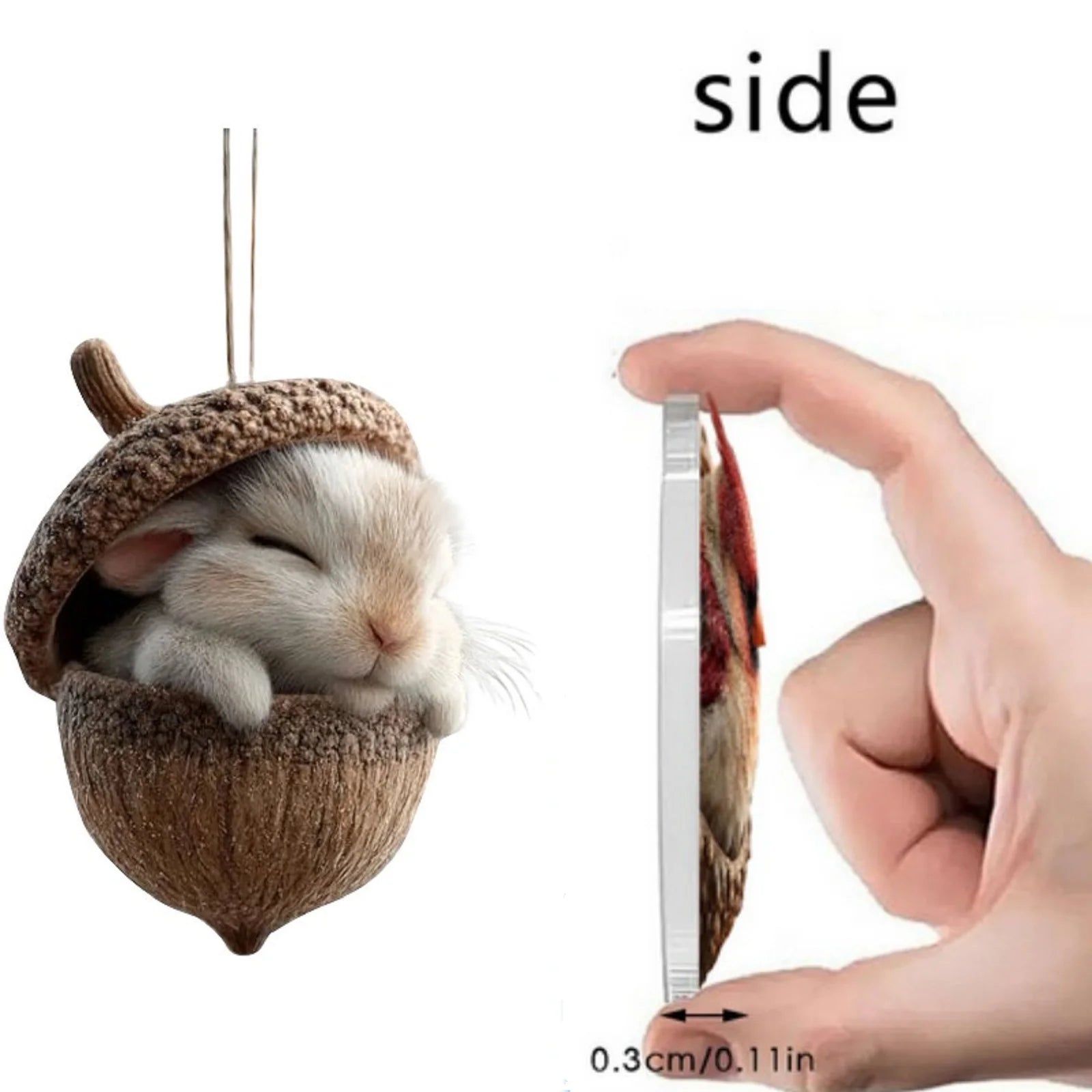 Animal Acorn Christmas Ornaments – Fox Hedgehog Bunny Christmas Tree Ornament Oasis Select D One Size