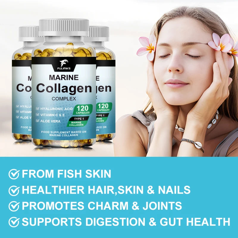 Marine Collagen Capsules with Hyaluronic Acid – Skin, Hair & Nails