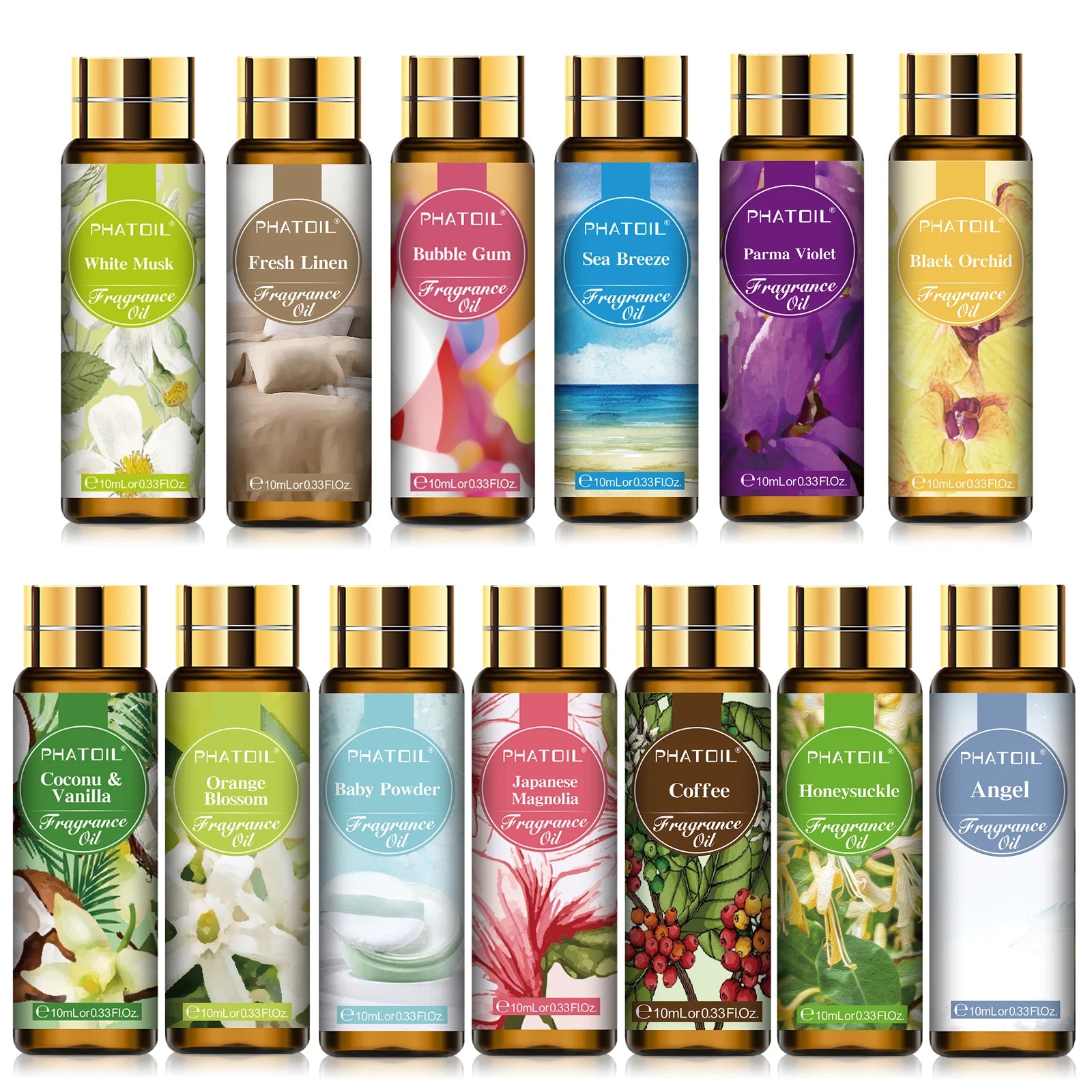 PHATOIL 10ml Aromatherapy Fragrance Oils – Diffuser & DIY Scents