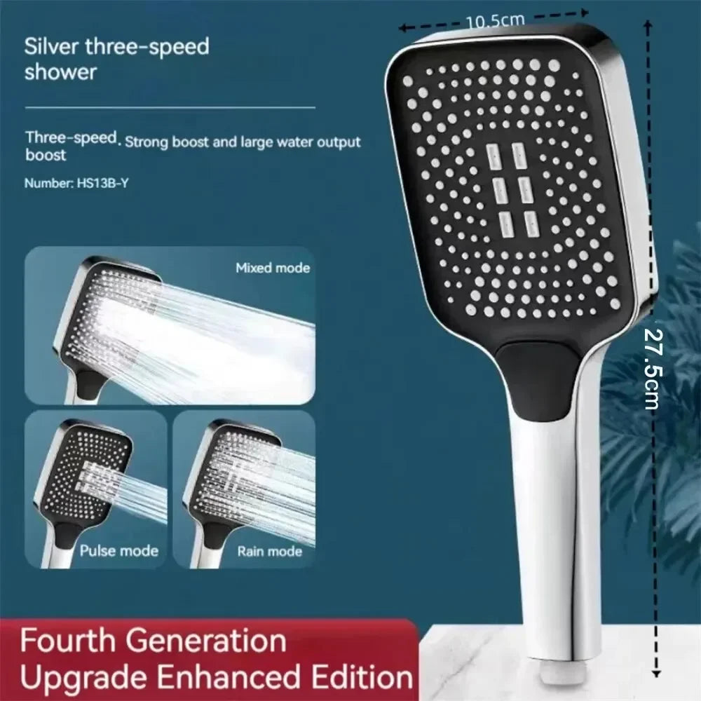 MDUG 3-Mode High-Pressure Handheld Rainfall Shower Head Gold Handheld Shower Head Oasis Select