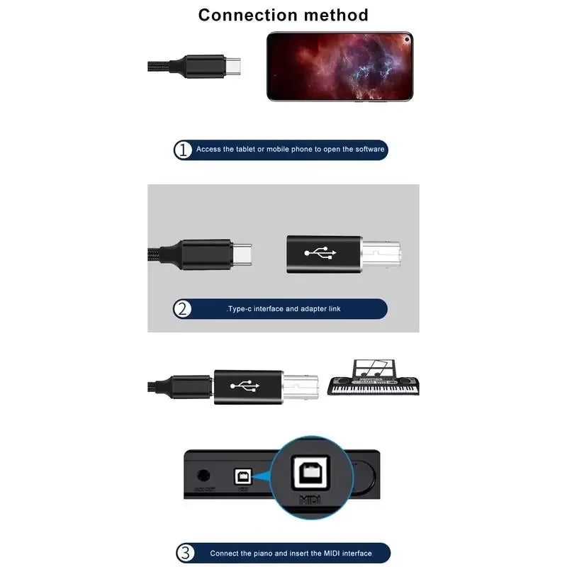 USB B Male to USB-C Female Adapter – Printer & MIDI USB Adapter Oasis Select