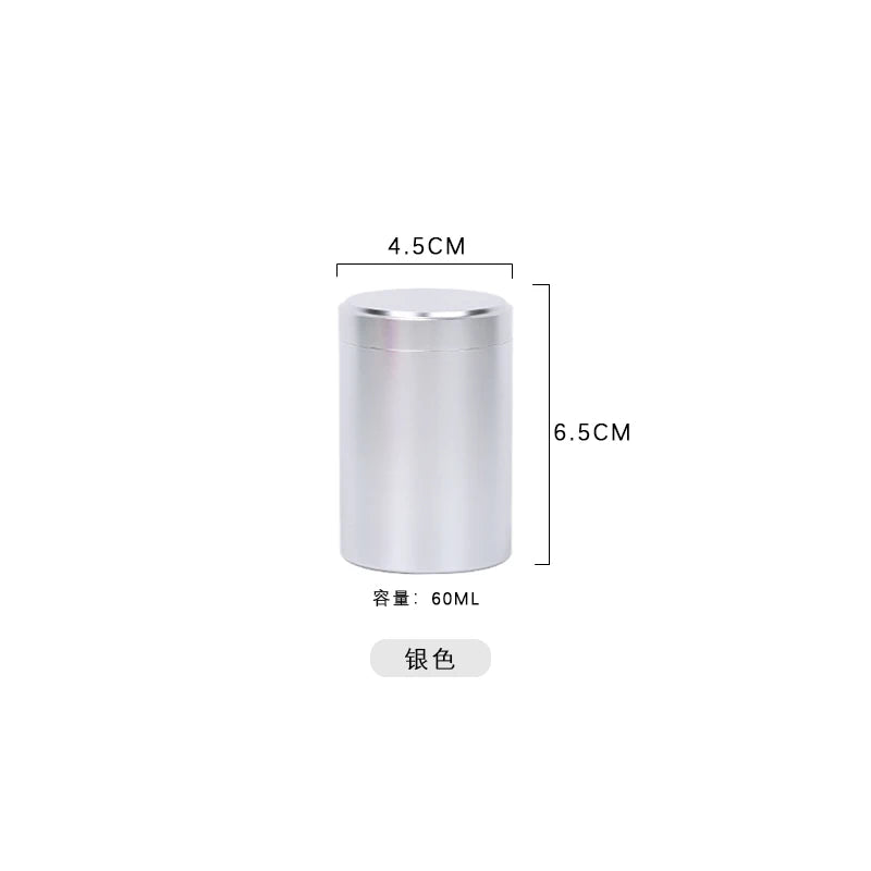70ML Portable Mini Metal Tea Can Small Travel Sealed Storage Tank Iron Box Pure Aluminum Alloy Tea Box Oasis Select silver