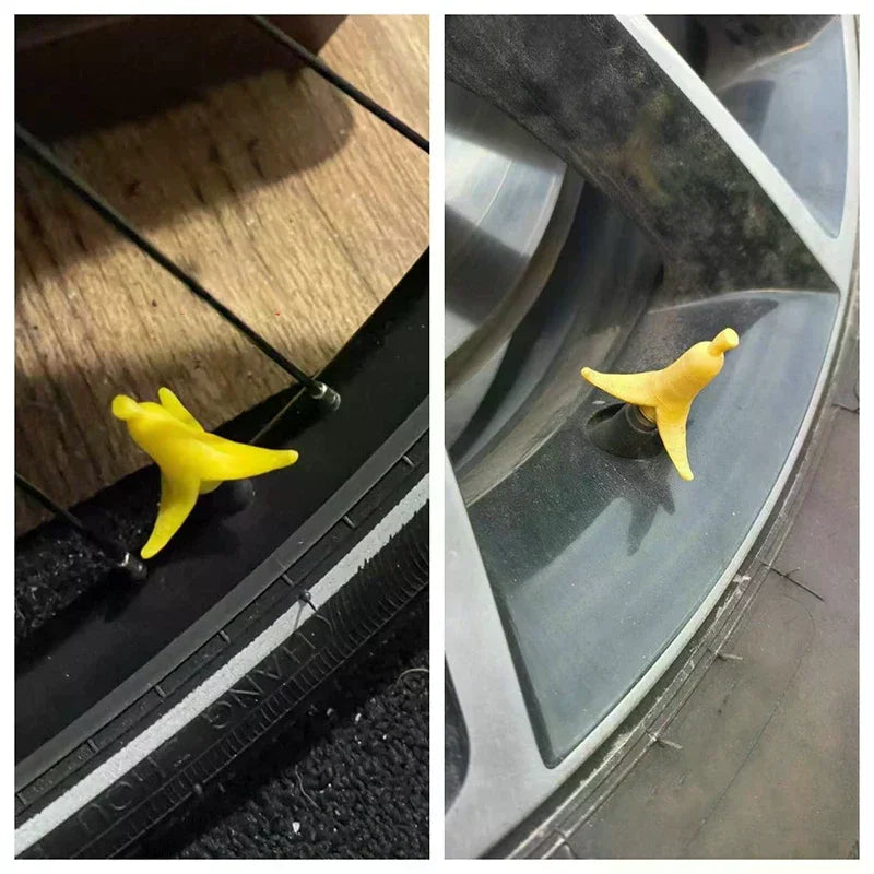 2 Pcs Banana Valve Caps Suitable for Cars, Motorcycles, and Trucks Auto Tire Valve Stem Caps Air Valve Caps Oasis Select