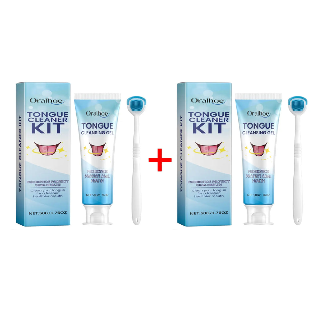 Oralhoe Tongue Scraper Kit with Brush & Cleaning Gel | Fresh Breath