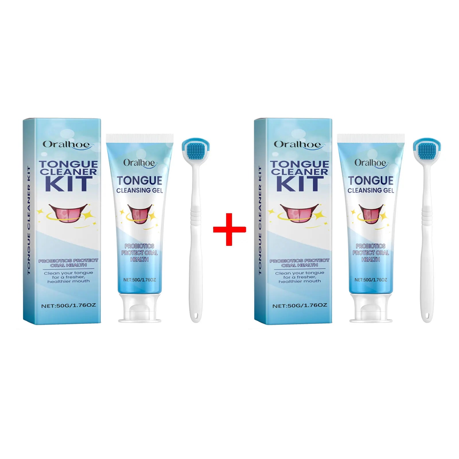 Oralhoe Tongue Scraper Kit with Brush & Cleaning Gel | Fresh Breath