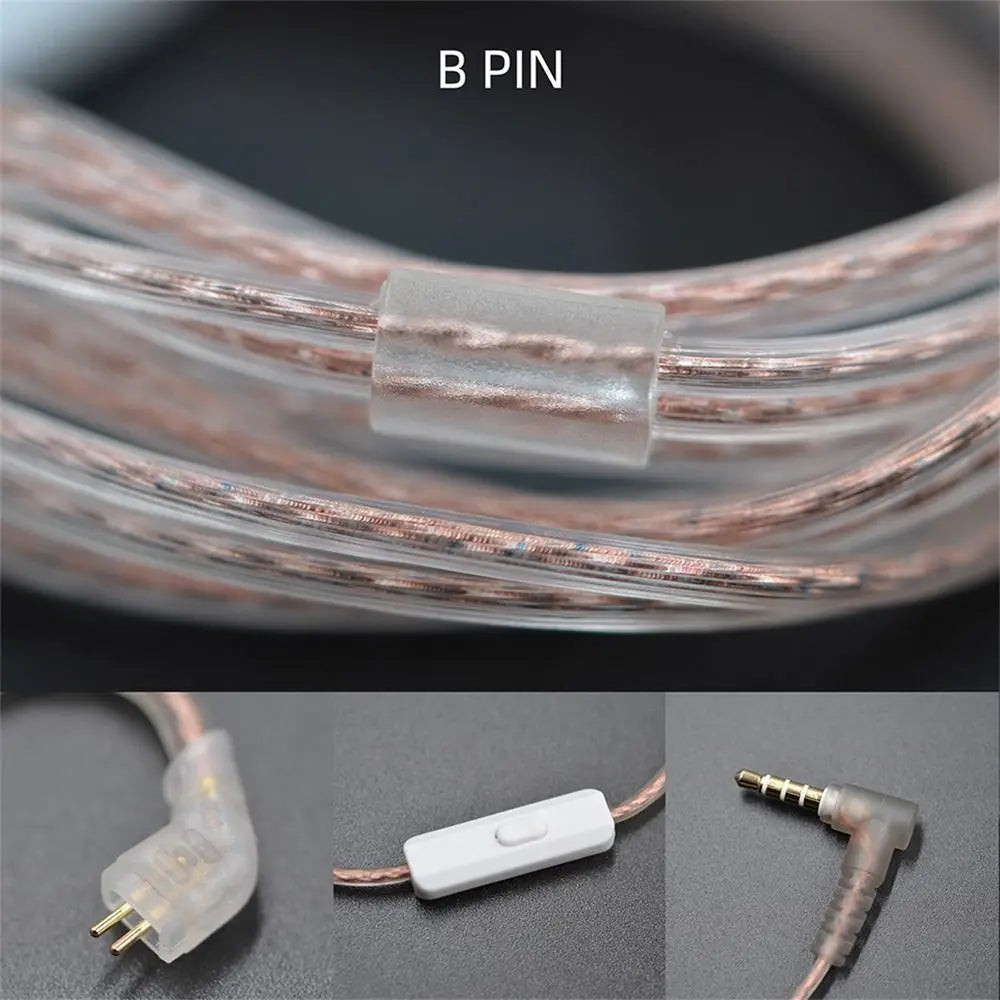 KZ ZS10 ZSN ZEX PRO In Ear Cable High-Purity Oxygen-Free Copper Twisted Upgrade Cable 2Pin Cable For KZ ZEX Silver Plated Cable Oasis Select