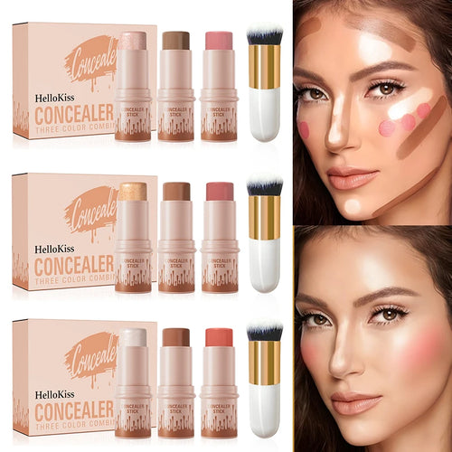 3-Piece Cream Contour Set – Contour, Highlight & Blush Sticks Cream Contour Set Oasis Select