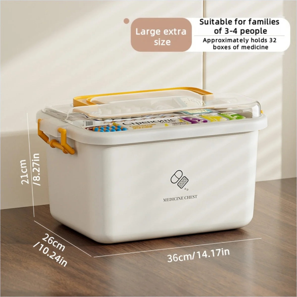 Large Portable Medicine Organizer Box Multifunctional First Aid Storage with Dividers for Pills/Drugs Household Medical Kit Oasis Select Large Extra Yellow