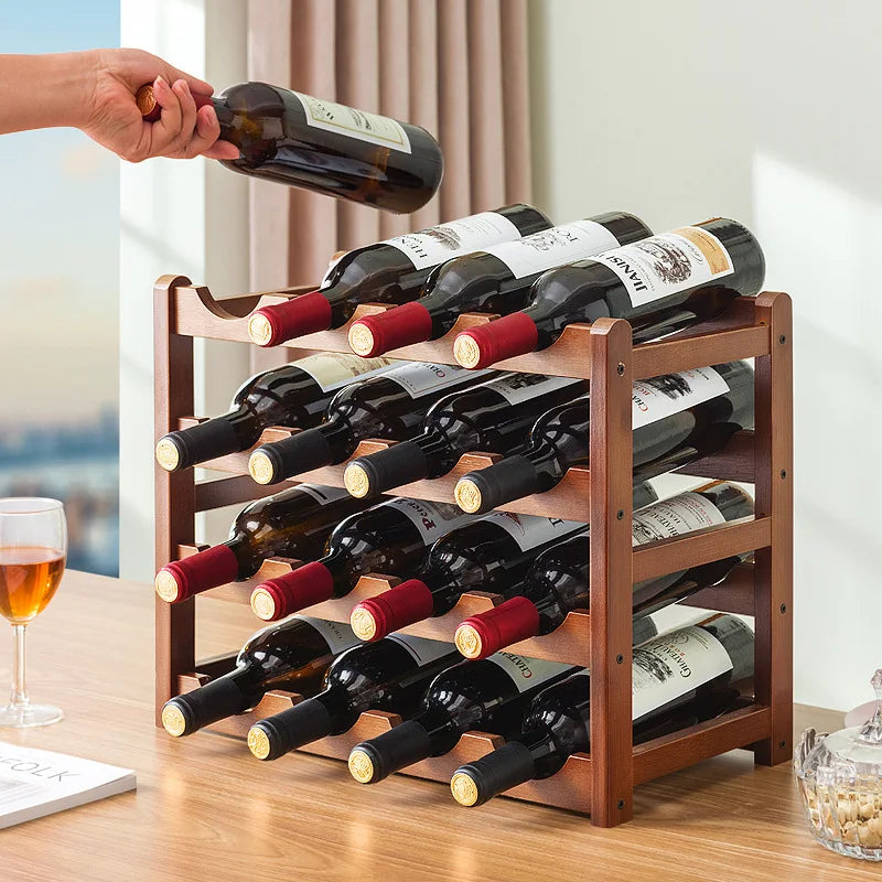 Creative red wine rack Solid wood wine rack Wine bottle rack Red wine display rack Multi-bottle storage Wine cabinet decorative Oasis Select