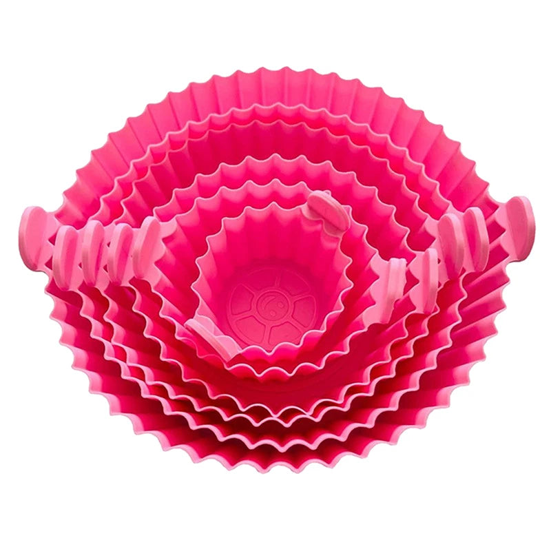 Air Fryer Silicone Tray Baking Mat Fried Basket Liner Pot Holder Grill Pan Replacement Bakeware Pizza Pan for Healthy Cooking Oasis Select Pink