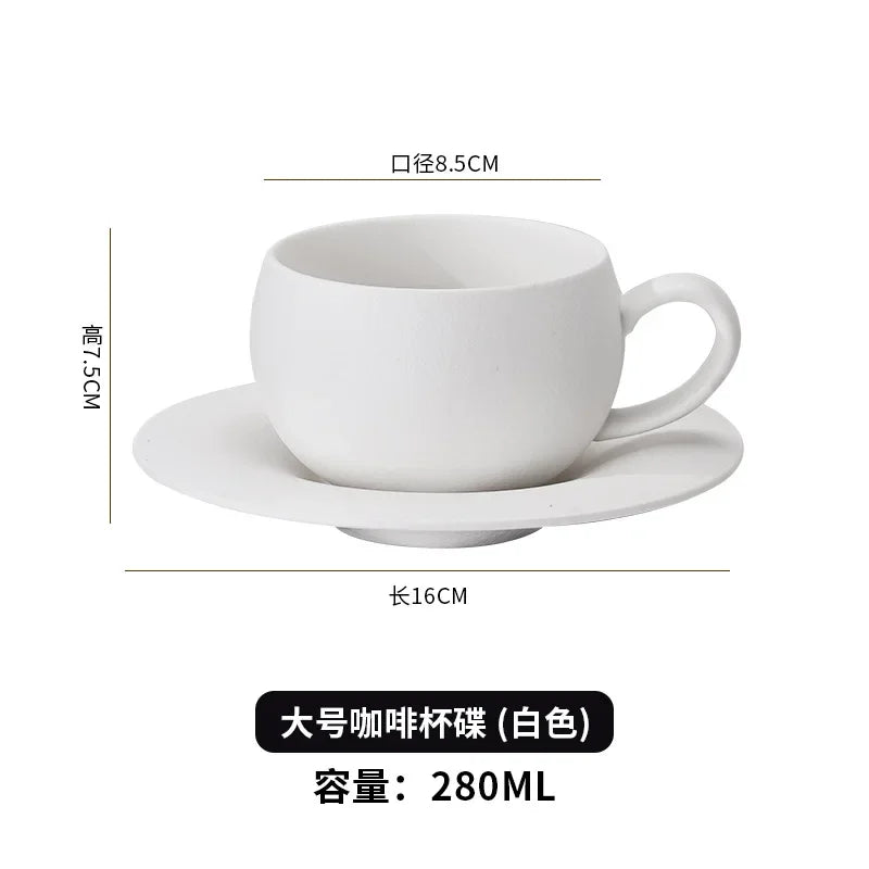280ML Rock Sand Ceramic Coffee Cup Set Japanese-style Exquisite Afternoon Flower Tea Cup Hotel Upscale Restaurant Coffee Cup Oasis Select White 280ML 110280ML