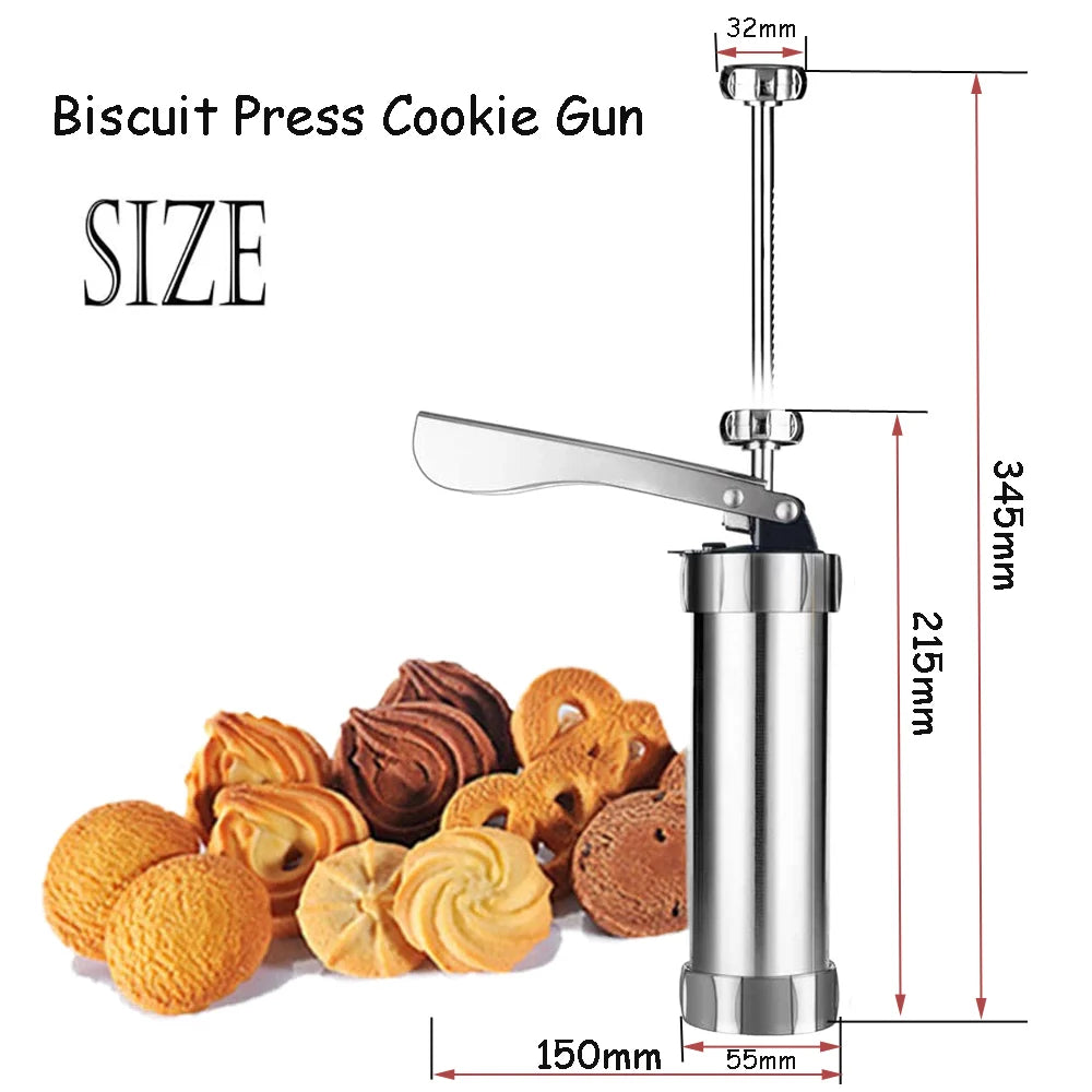 Cookie Press Stainless Steel Biscuit Extruder Press Cookie Gun Baking Kit Machine Set DIY Biscuit Press Maker Baking Tools Oasis Select