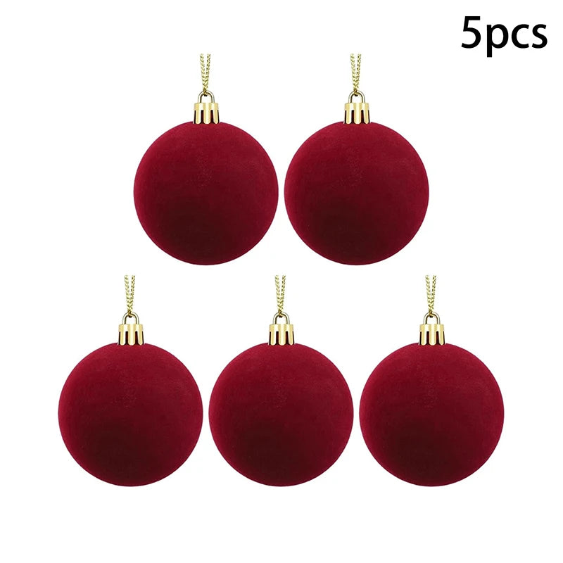 Velvet Christmas Ball Ornaments Red & White Xmas Tree Decor