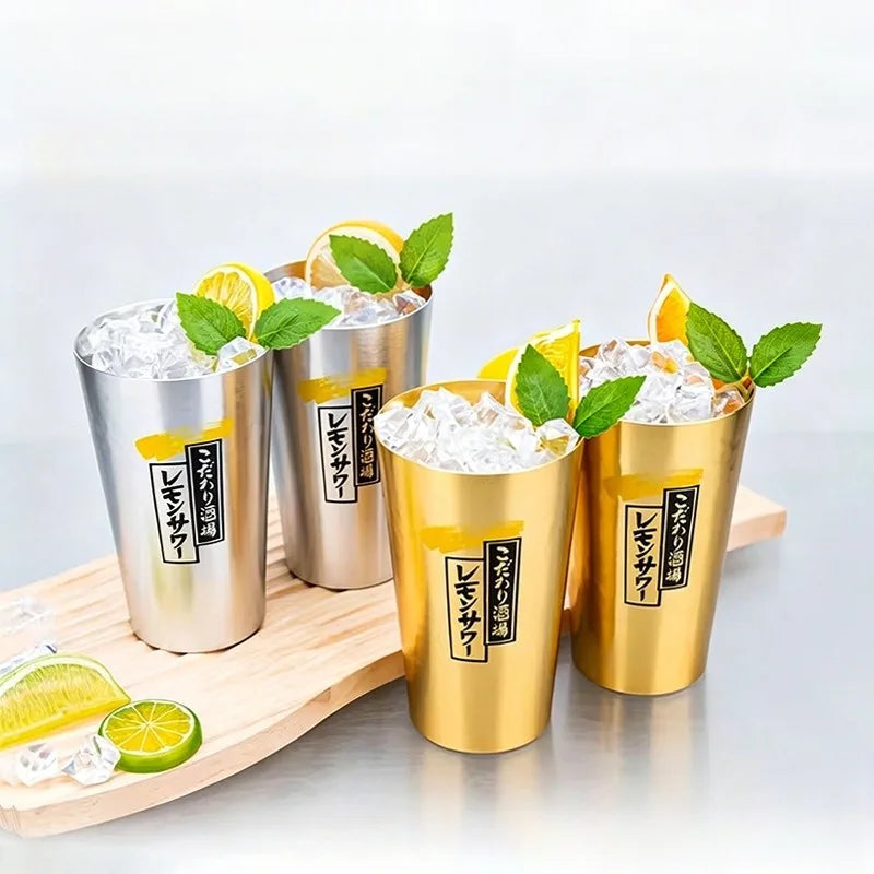 2Pcs Premium Hammered Aluminum Beer Cups, Food Grade Unbreakable Reusable Stackable Cold Drink Mugs for Home Bar Party Daily Use Oasis Select