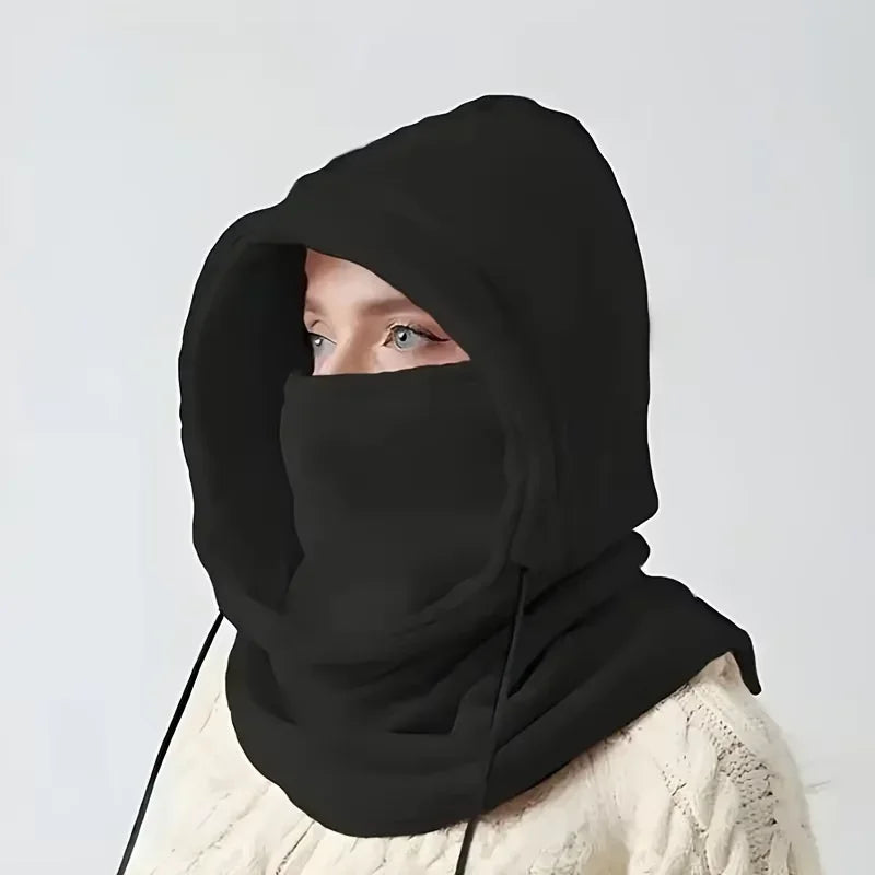 Unisex winter balaclava hat, warm neck warmer, windproof mask with drawstring, for motorcycling, skiing, hiking mountaineering Oasis Select black