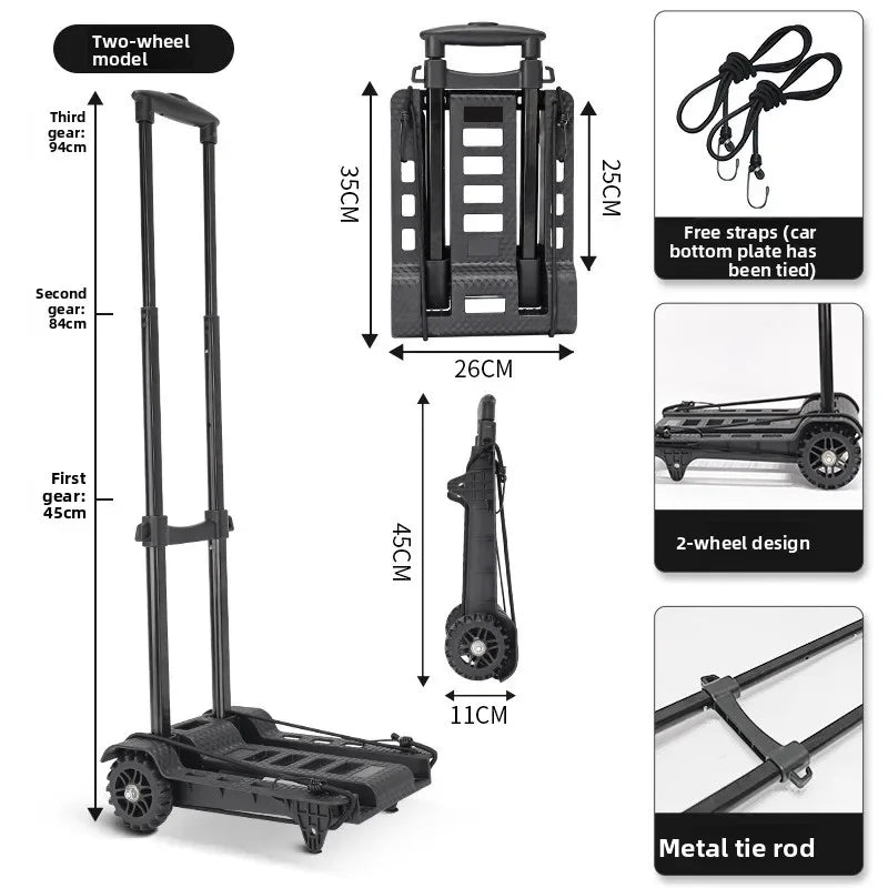 Multi-functional Portable shopping cart folding trolley household trolley luggage cart trolley Oasis Select Black A