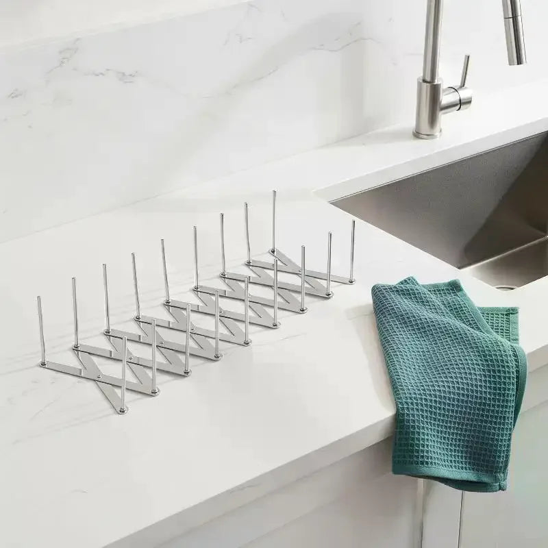 Stainless Steel Foldable Dish Rack & Drainer | Cup Holder