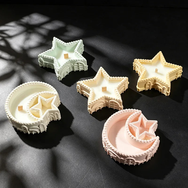 Silicone Star Moon DIY Mold – Candle Holder & Gypsum Tray